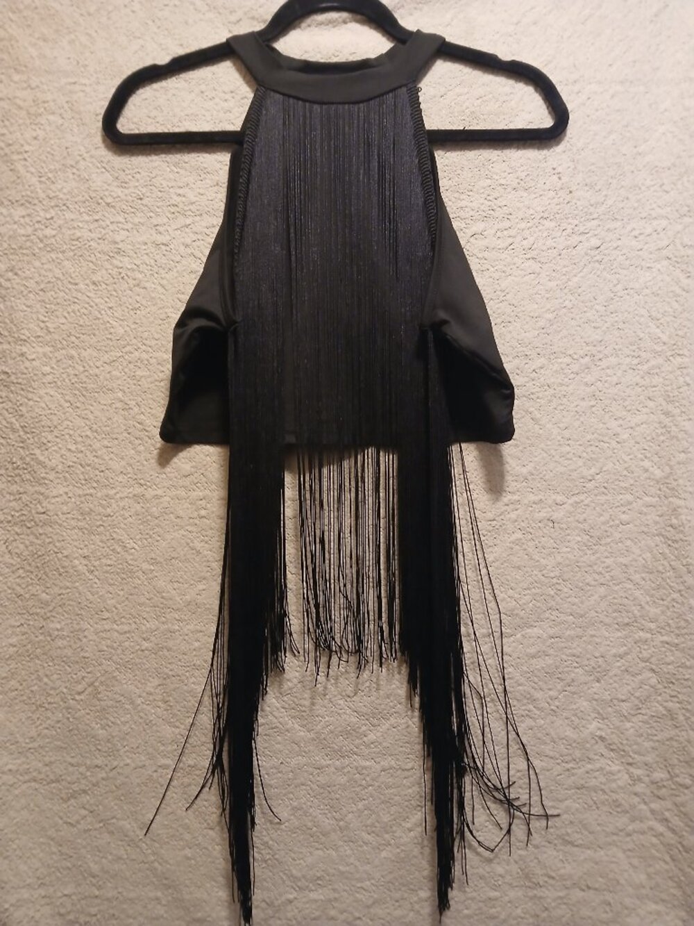 Black fringe crop top